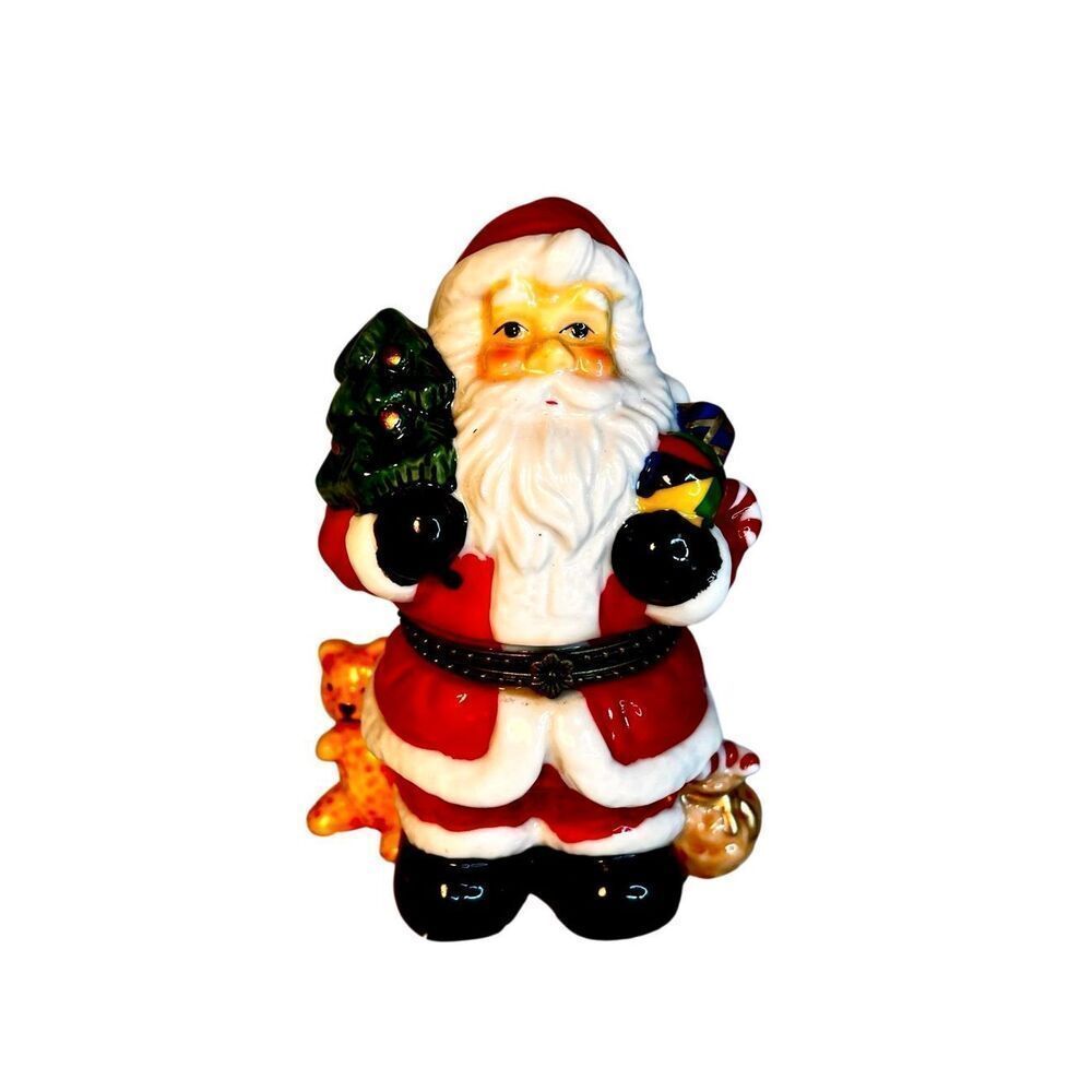 Vintage Santa with Toys Christmas Trinket Box